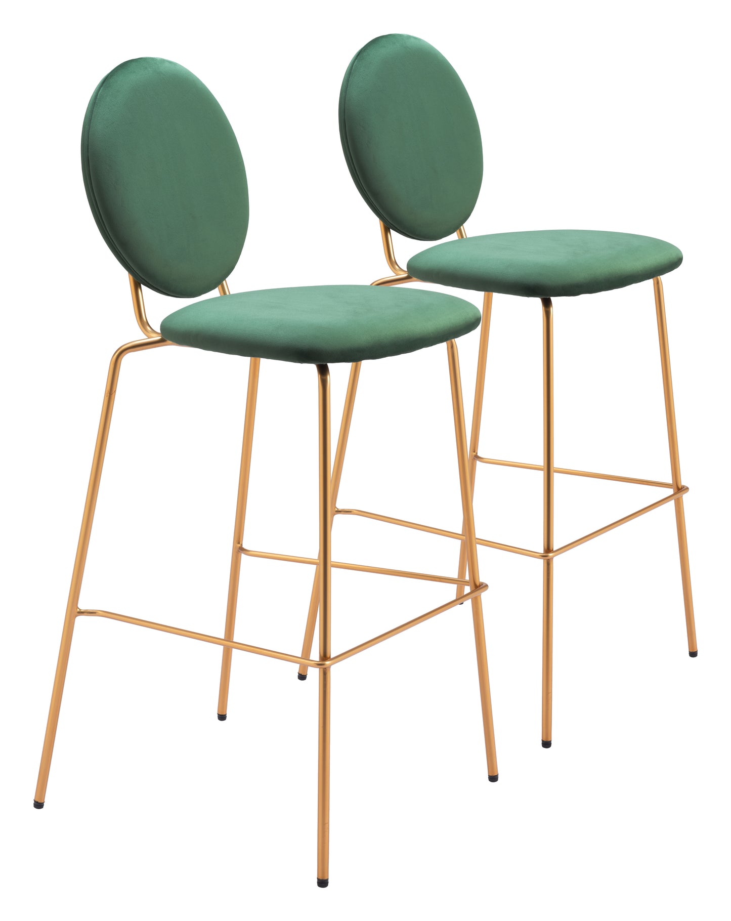 Juego de 2 taburetes de bar en verde y dorado: calidad superior y diseño elegante para tu hogar.
