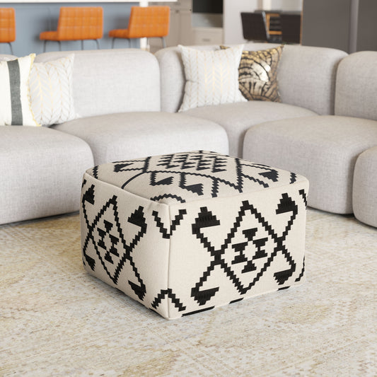 Pouf Lizardo beige et noir