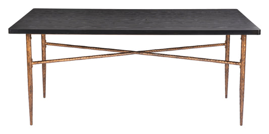 Mesa de comedor negra y bronce: elegante y duradera para espacios con estilo.