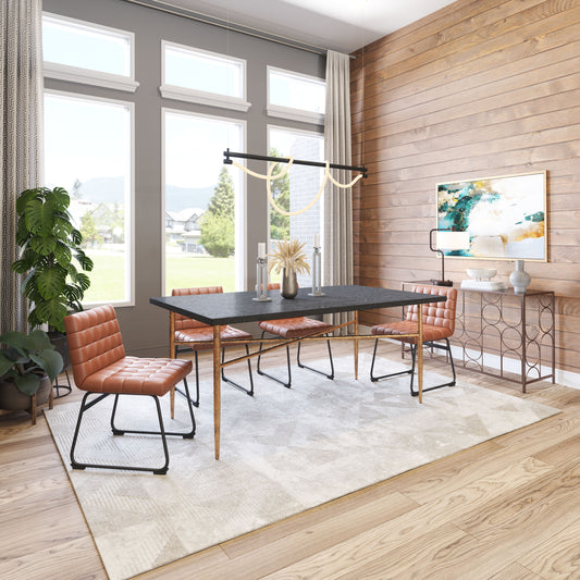 Mesa de comedor negra y bronce: elegante y duradera para espacios con estilo.