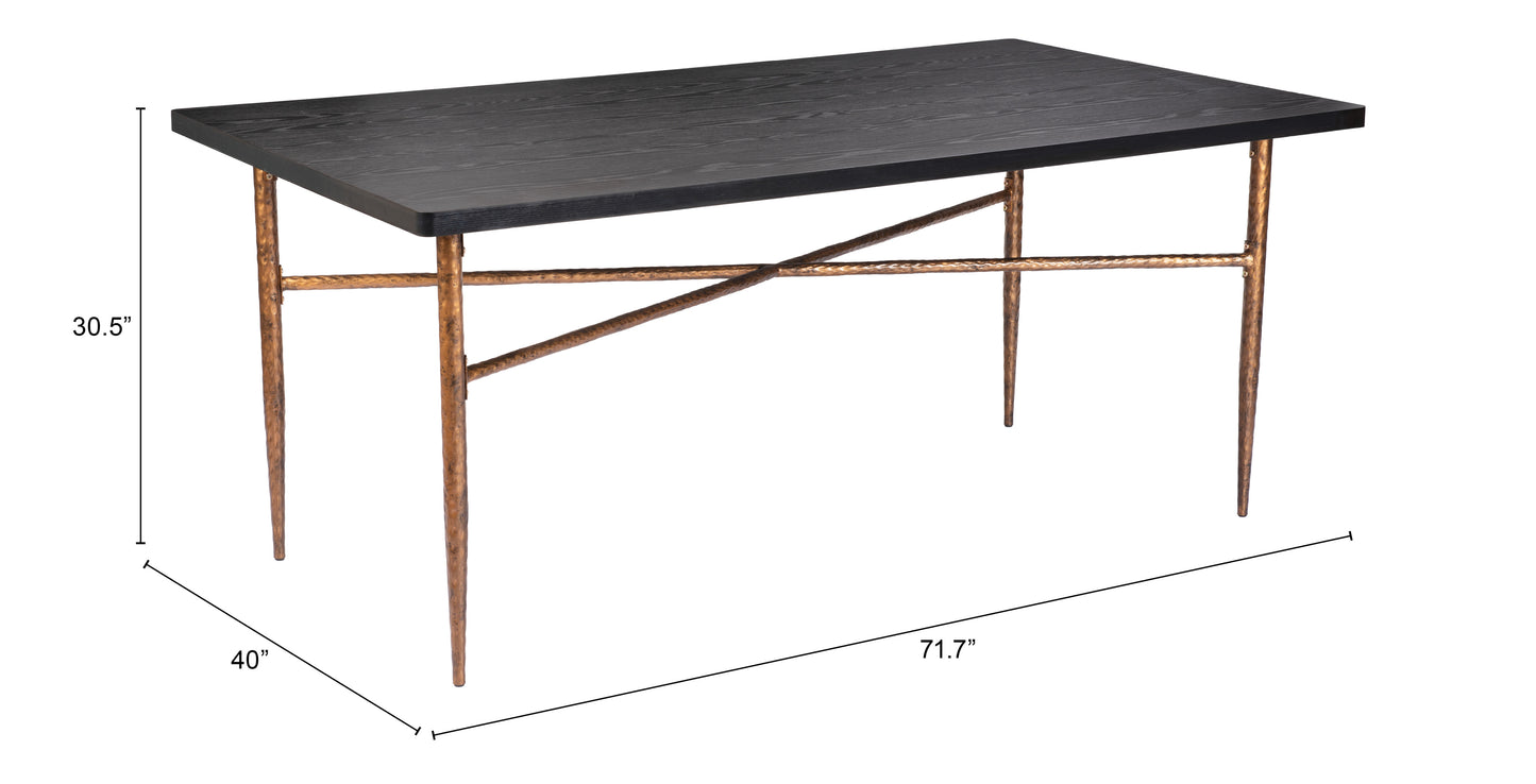 Mesa de comedor negra y bronce: elegante y duradera para espacios con estilo.