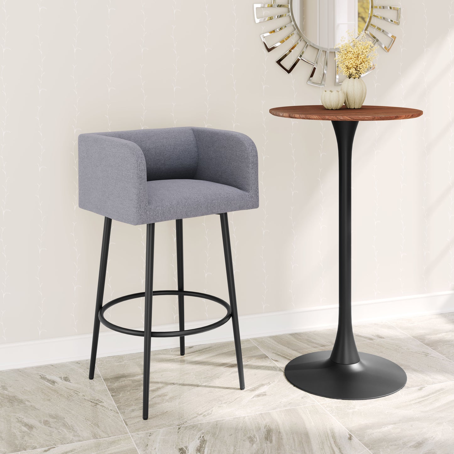 Juego de 2 taburetes de bar en gris: calidad superior y diseño elegante para tu hogar.