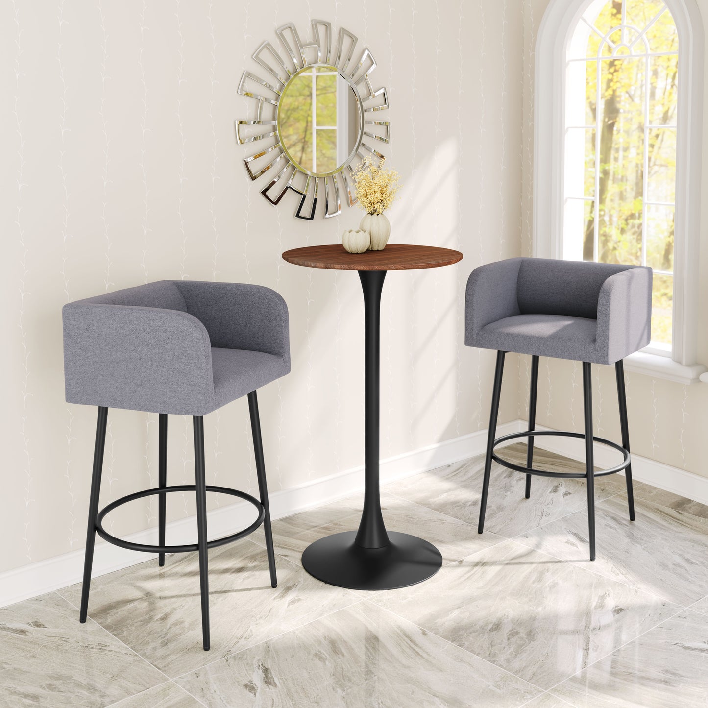 Juego de 2 taburetes de bar en gris: calidad superior y diseño elegante para tu hogar.