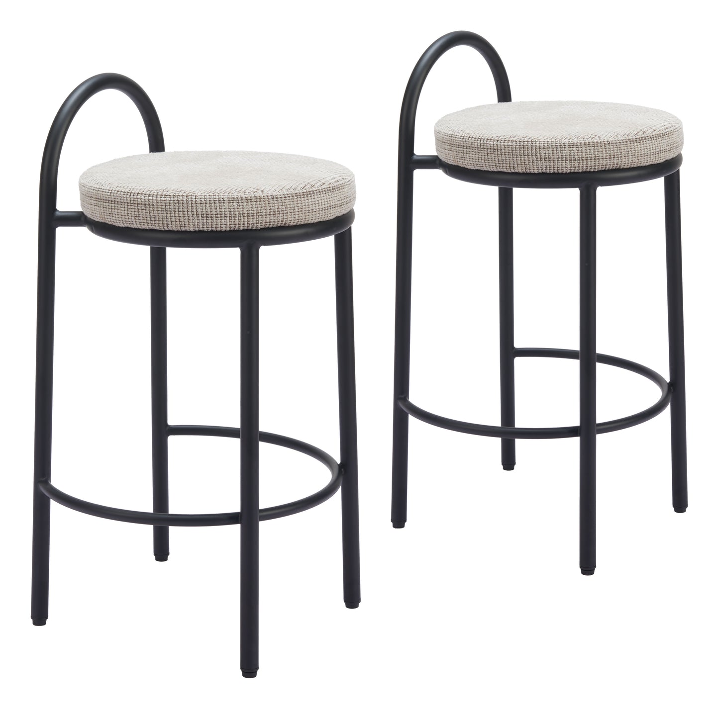 Tabouret de bar en sisal (lot de 2) Tweed beige