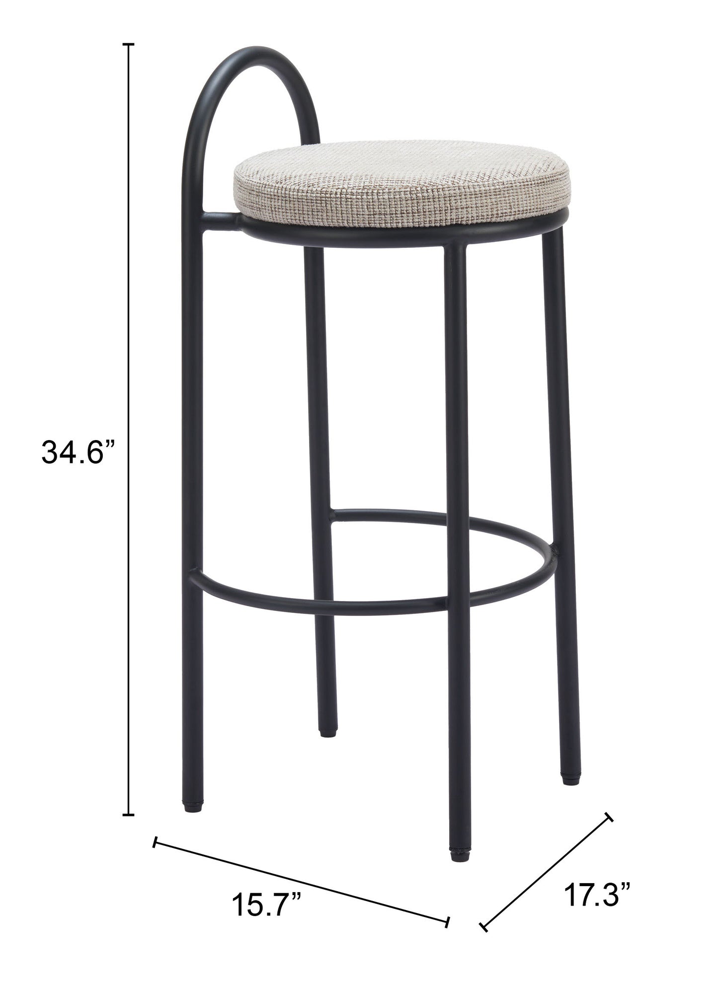 Tabouret de bar en sisal (lot de 2) Tweed beige
