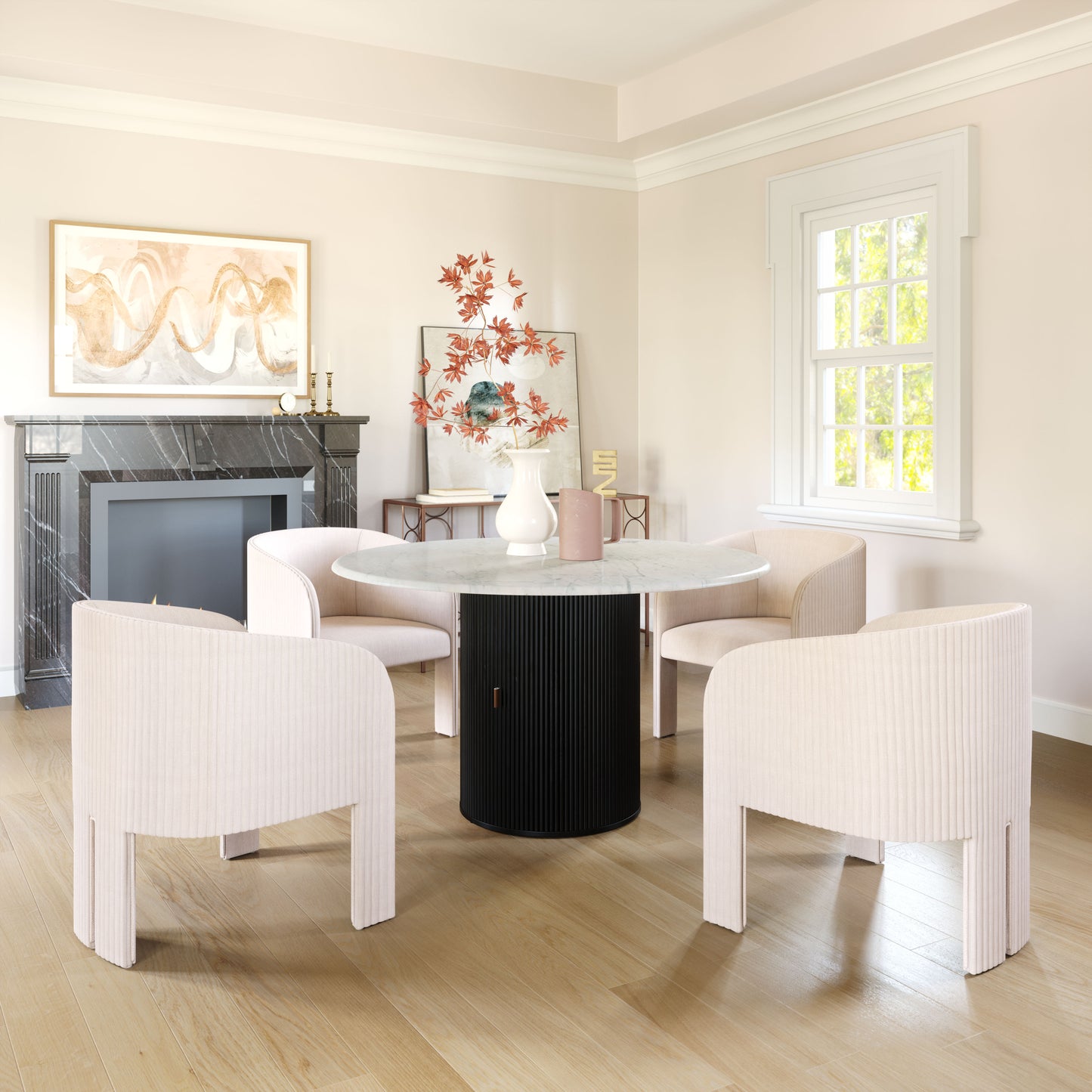 Mesa de comedor blanca y negra: elegante y duradera para espacios con estilo.