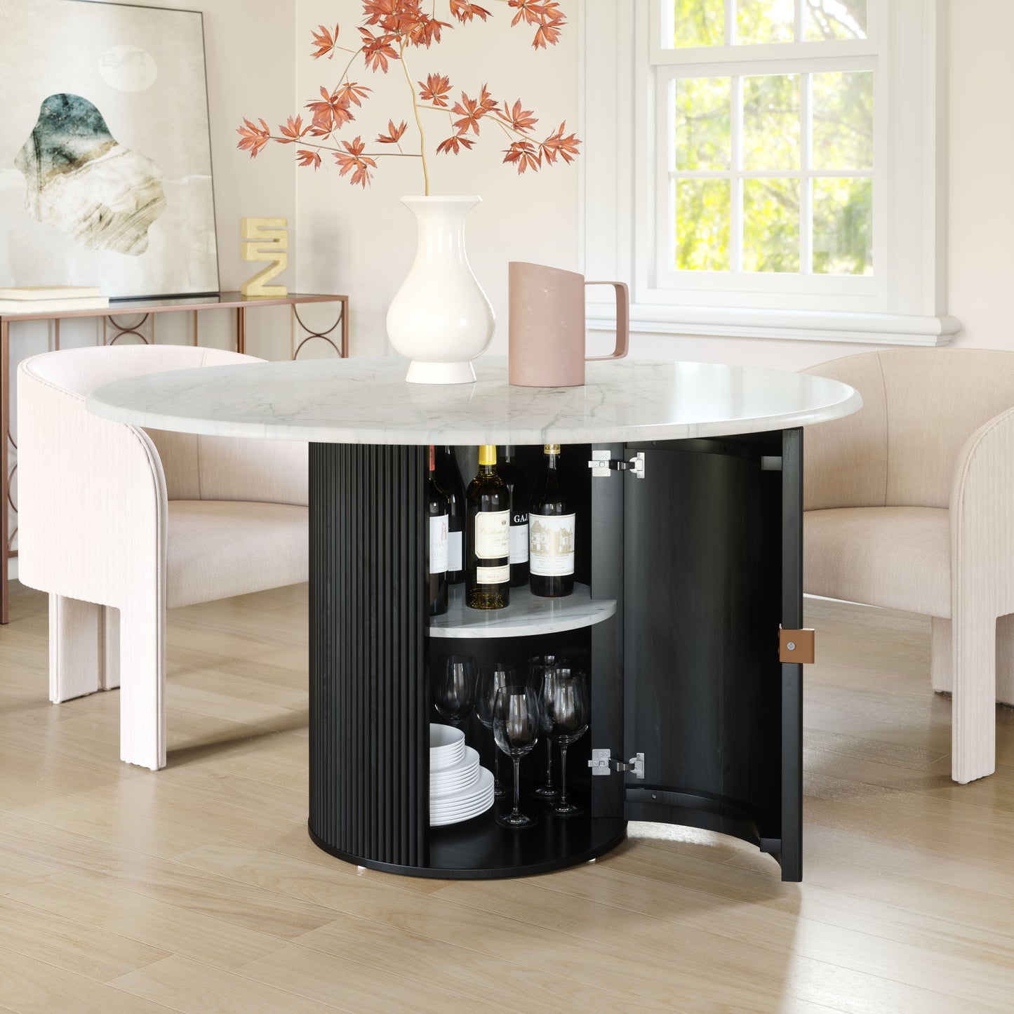 Mesa de comedor blanca y negra: elegante y duradera para espacios con estilo.