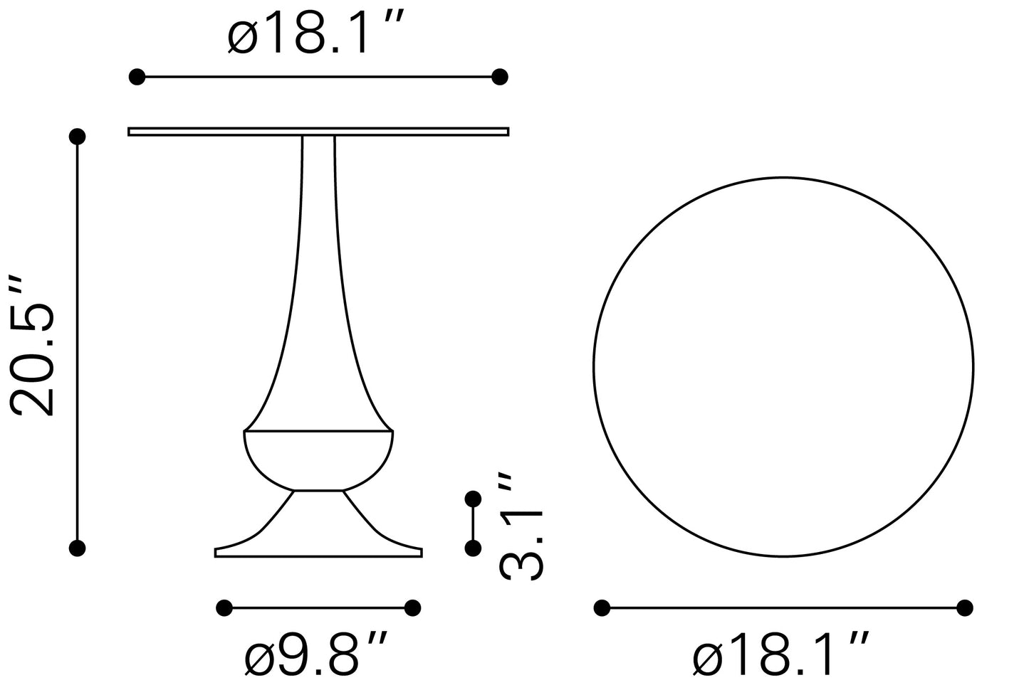 Table d'appoint Tasse noire