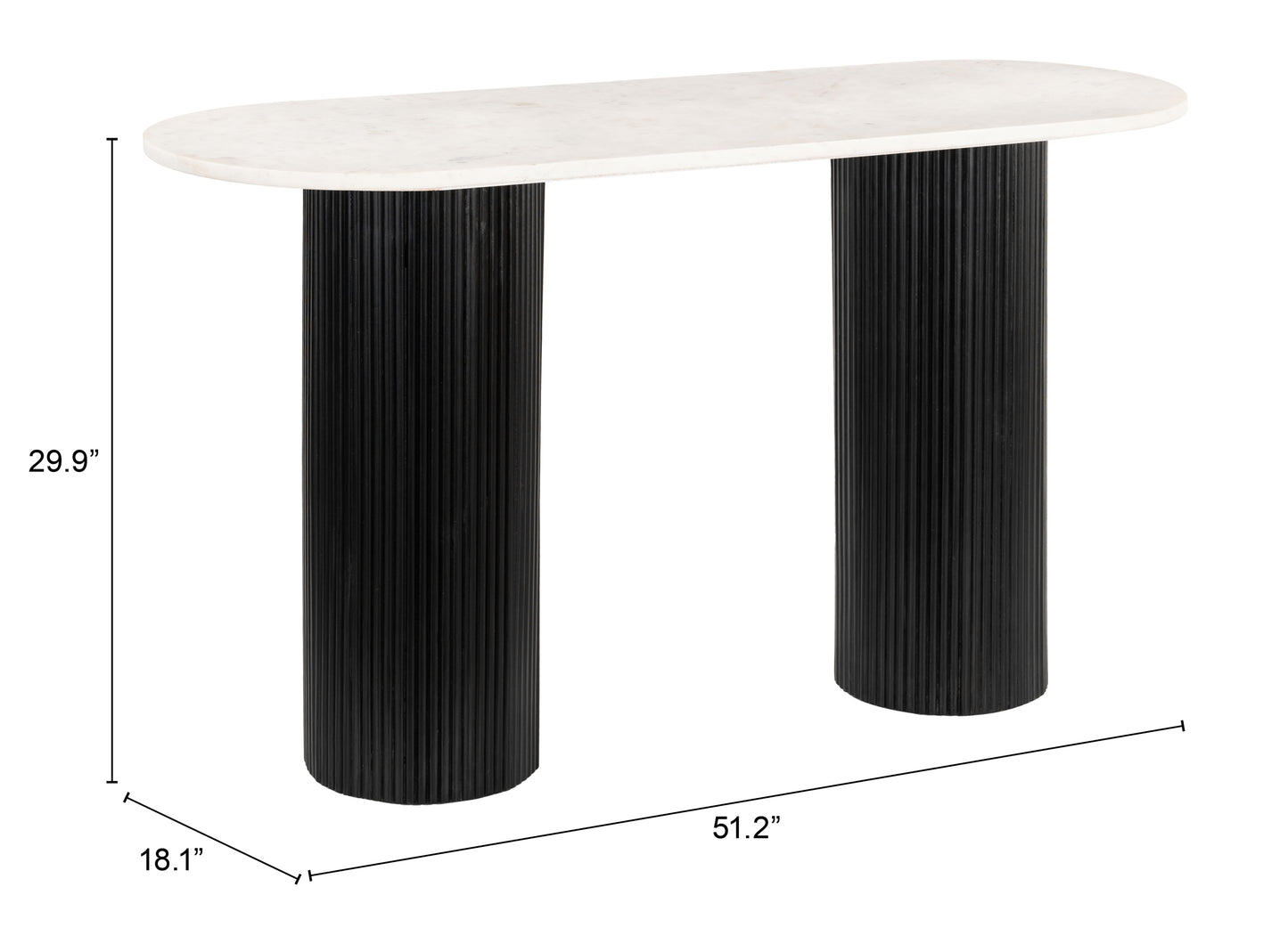 Table console Izola blanche et noire