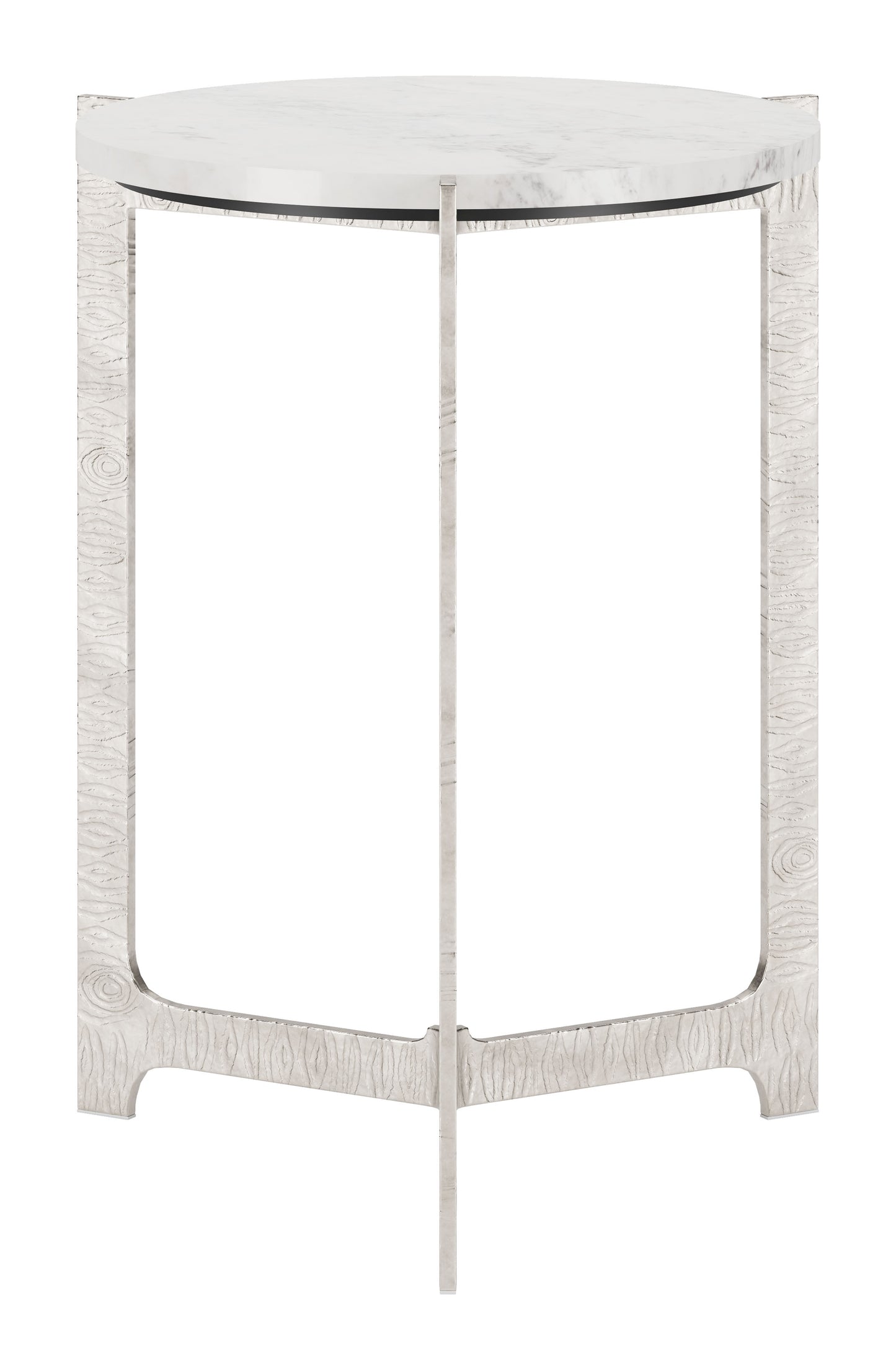 Table d'appoint Barmas blanche et argentée