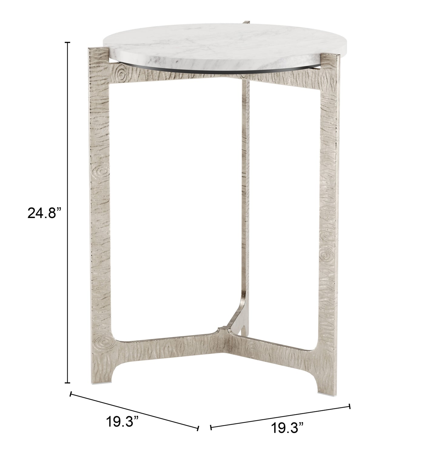 Table d'appoint Barmas blanche et argentée