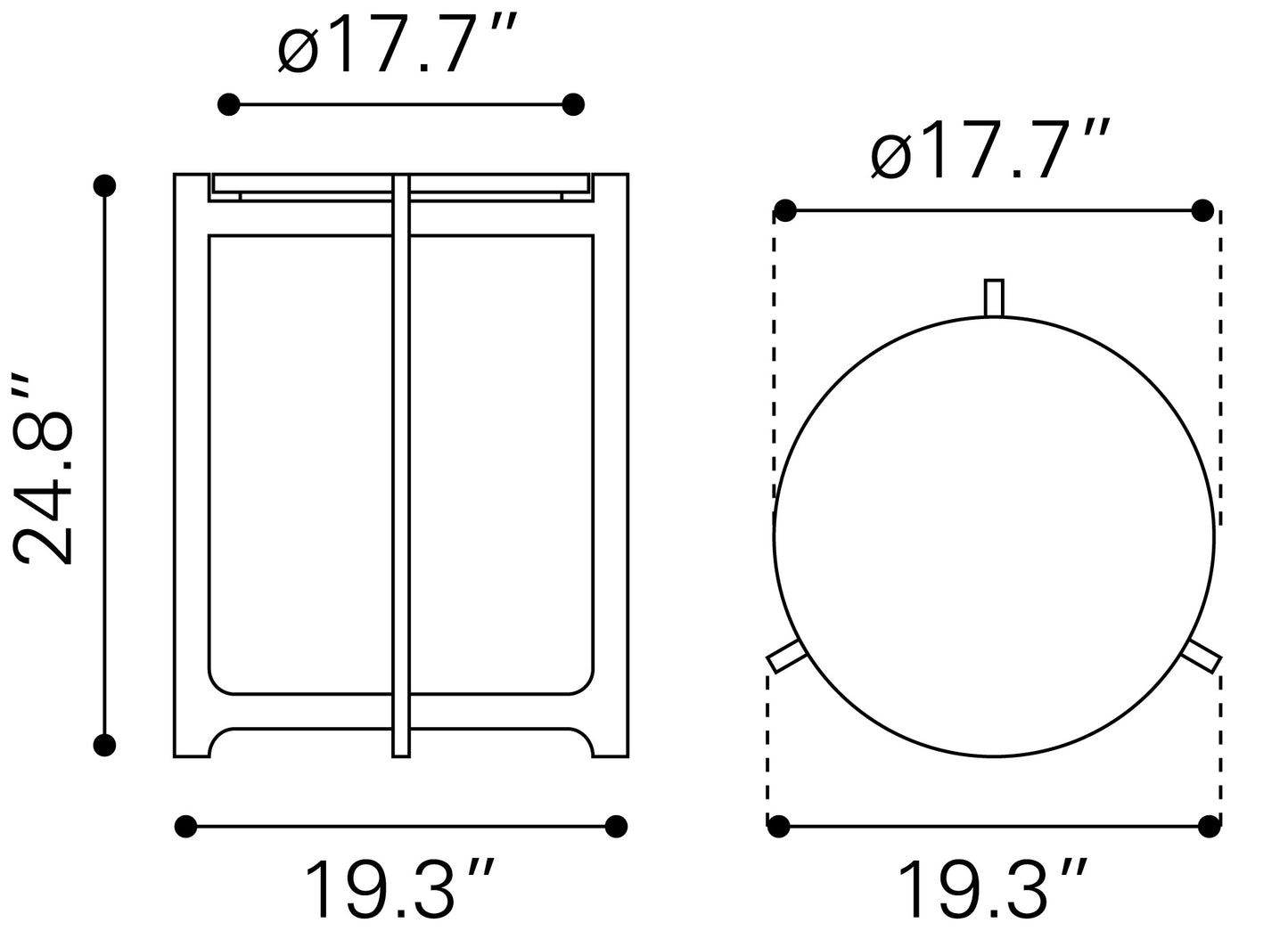 Table d'appoint Barmas blanche et argentée
