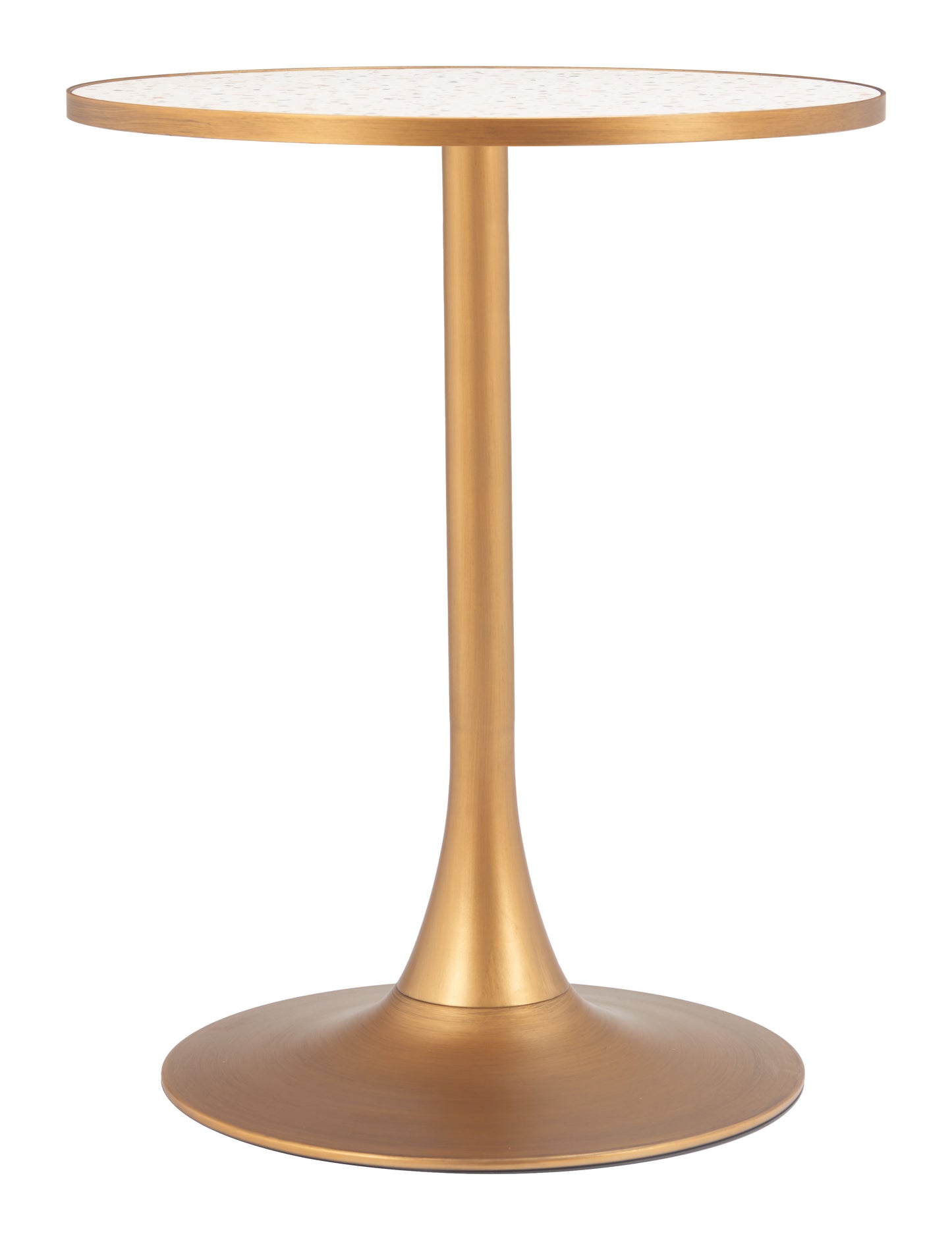 Mesa de bistró beige y dorada: mesa de comedor elegante y duradera para espacios con estilo