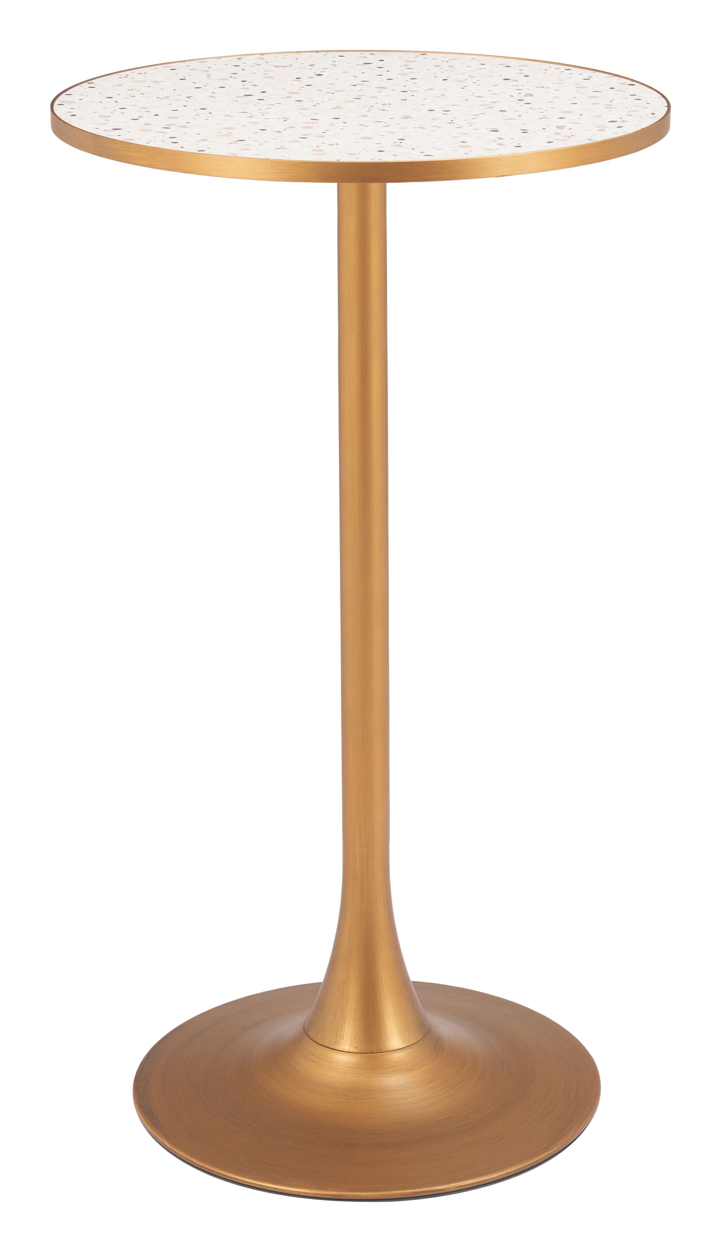 Mesa de bar beige y dorada: mesa de comedor elegante y duradera para espacios con estilo