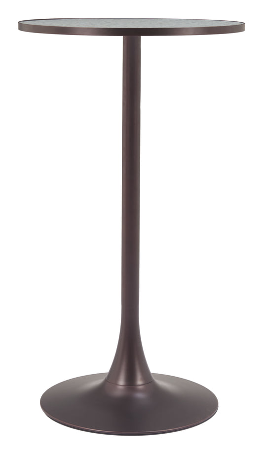 Mesa de bar gris y bronce: mesa de comedor elegante y duradera para espacios con estilo