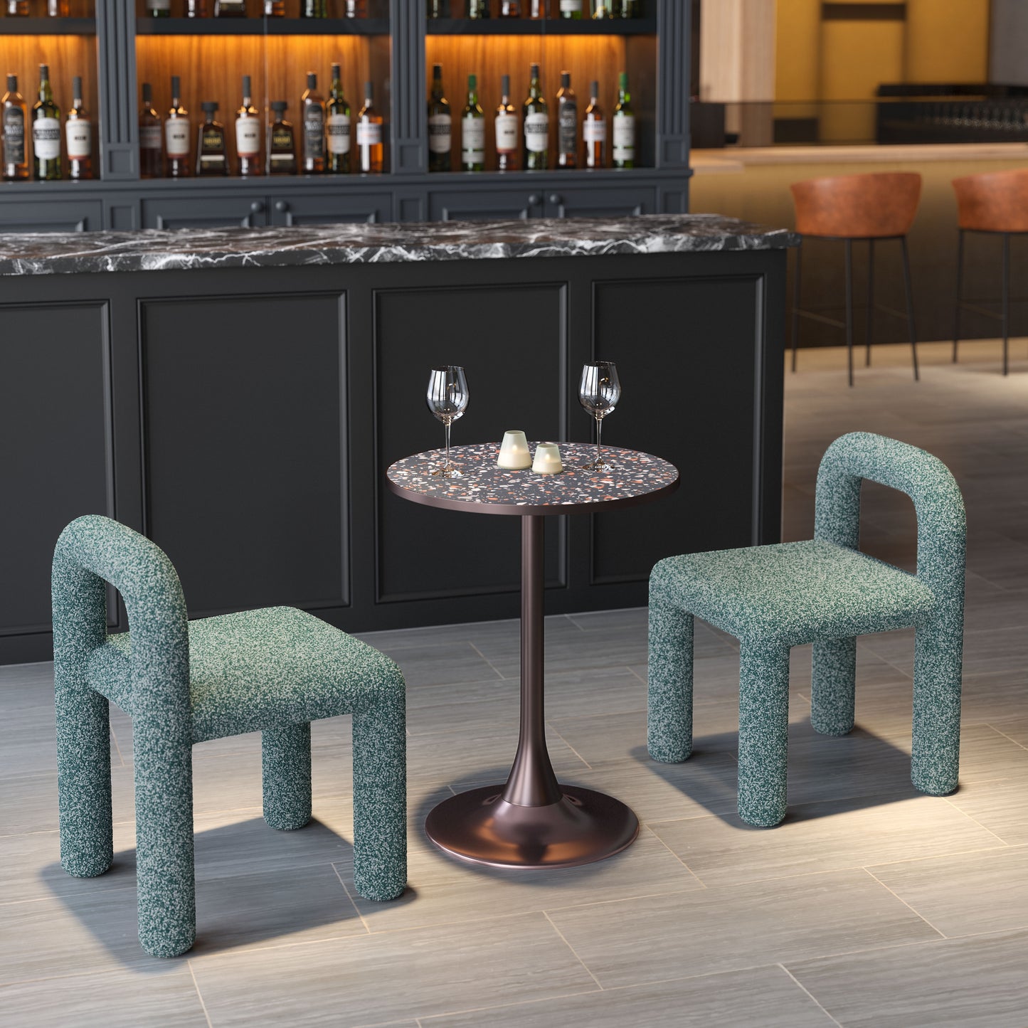 Mesa de bistró negra y bronce: mesa de comedor elegante y duradera para espacios con estilo
