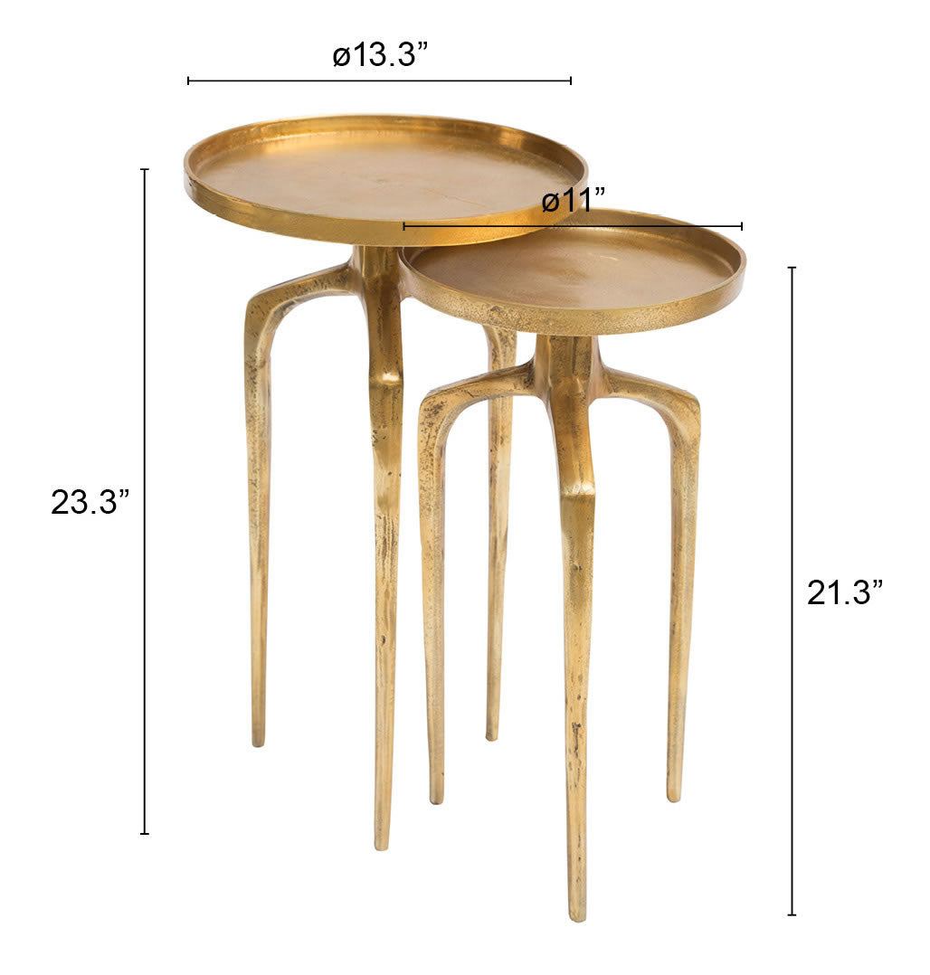 Ensemble de tables d'appoint Como (2 pièces) Or antique