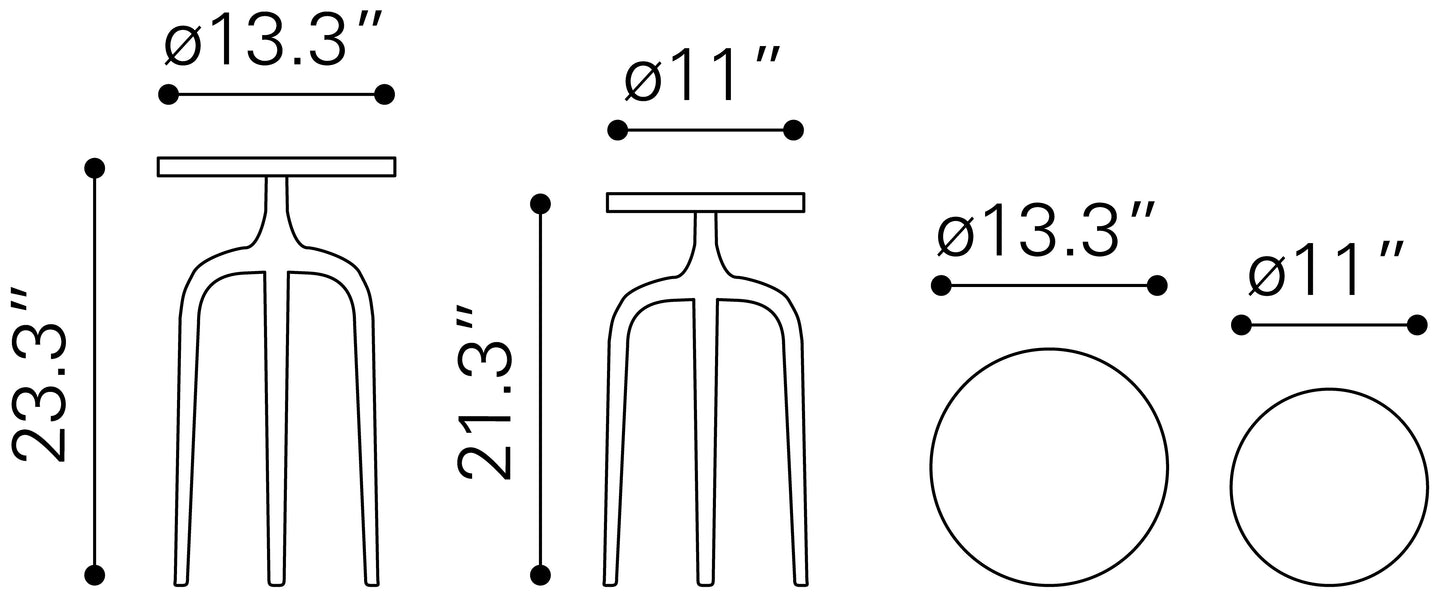 Ensemble de tables d'appoint Como (2 pièces) Or antique