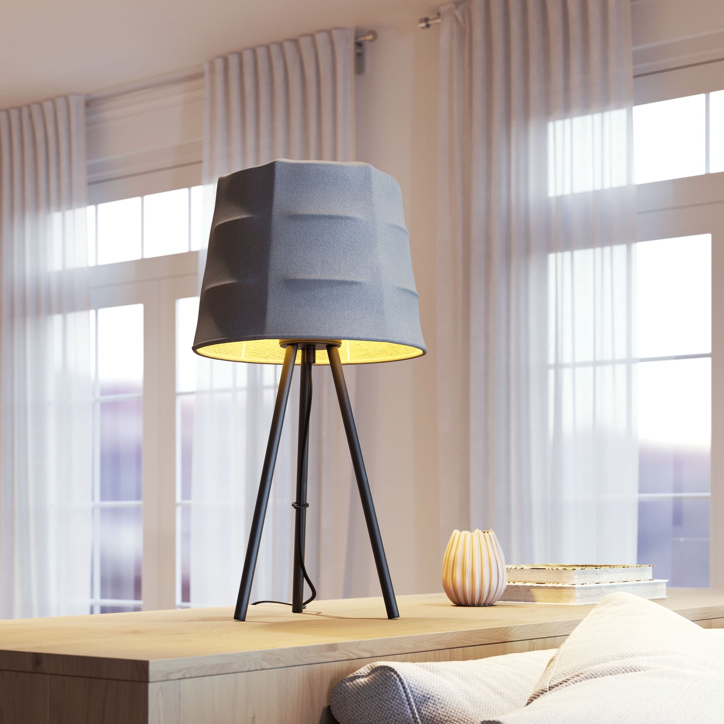 Table Lamp Gray & Black - Elegant & Durable Dining Table Lamp for Stylish Spaces