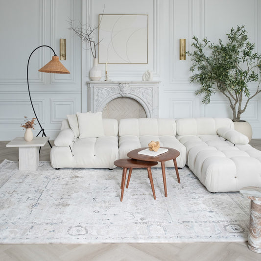 Tapis beige vieilli scandinave Atlas