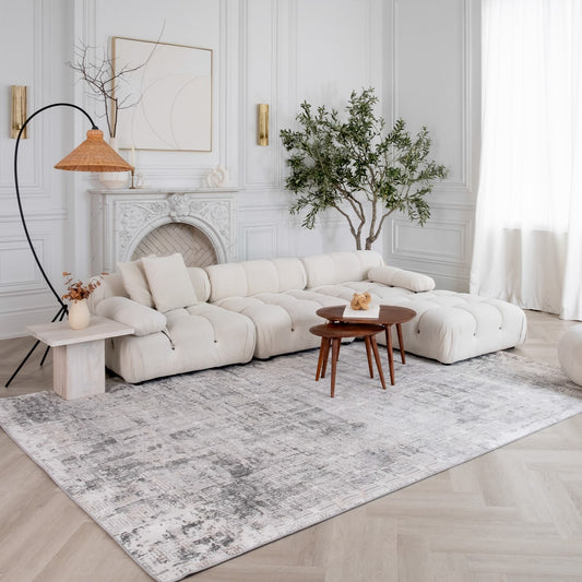Atlas Scandinavian Distressed Grey Rug