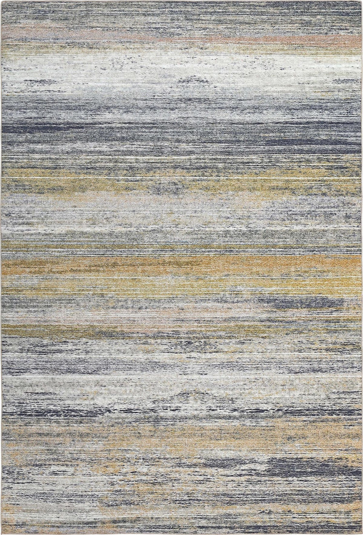 Tapis Rosetta abstrait contemporain doré et bleu