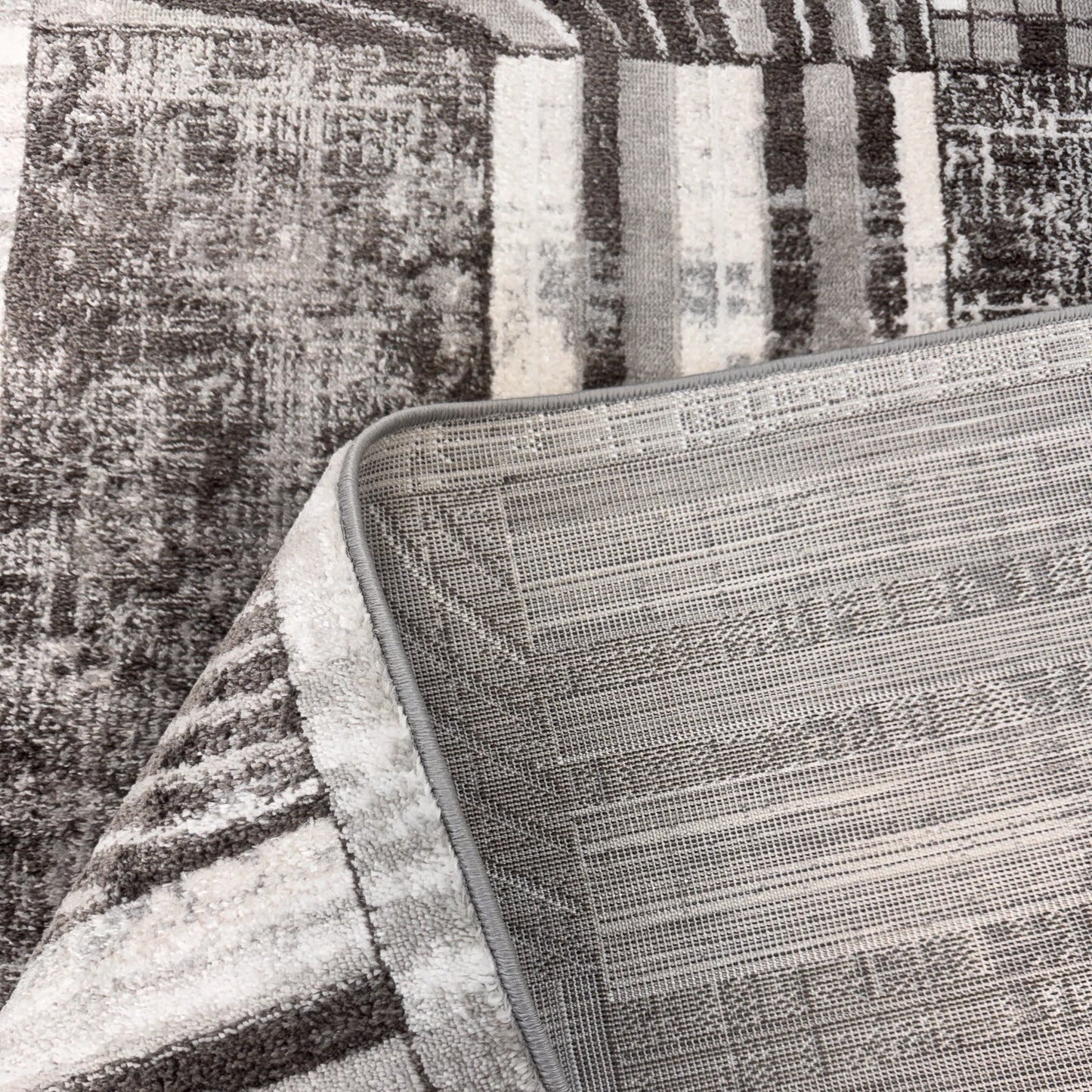 Kasuri Abstract Patchwork Contemporary Beige and Cream Indoor Rug