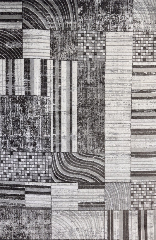 Kasuri Abstract Patchwork Contemporary Beige and Cream Indoor Rug