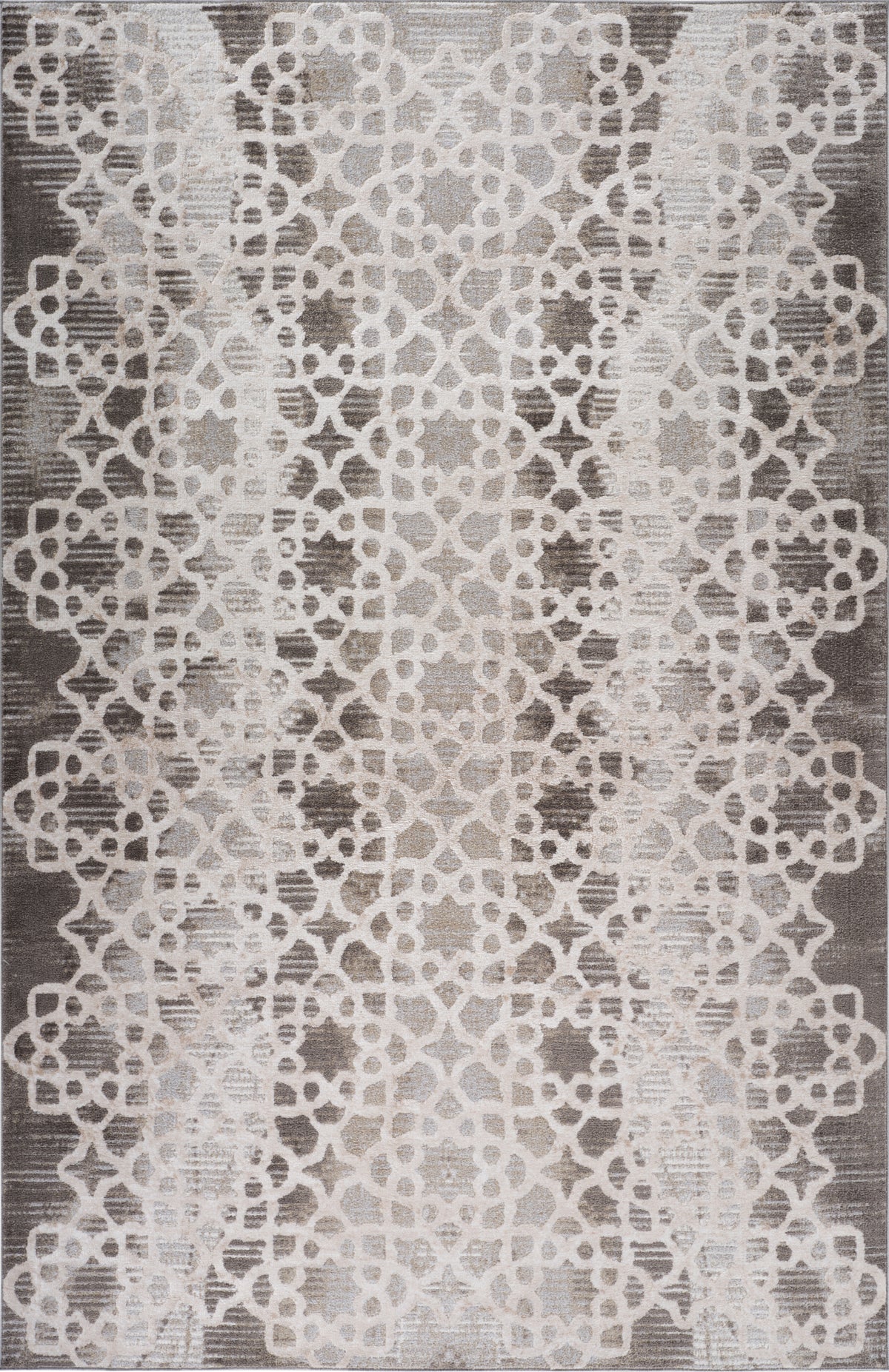 Alfombra de interior Zahra Trellis contemporánea, marrón