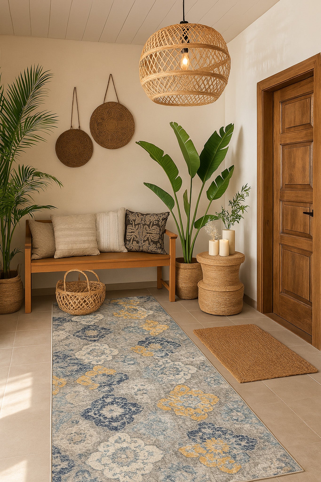 Savannah Mid-Century Modern Contemporary Blue Rug
