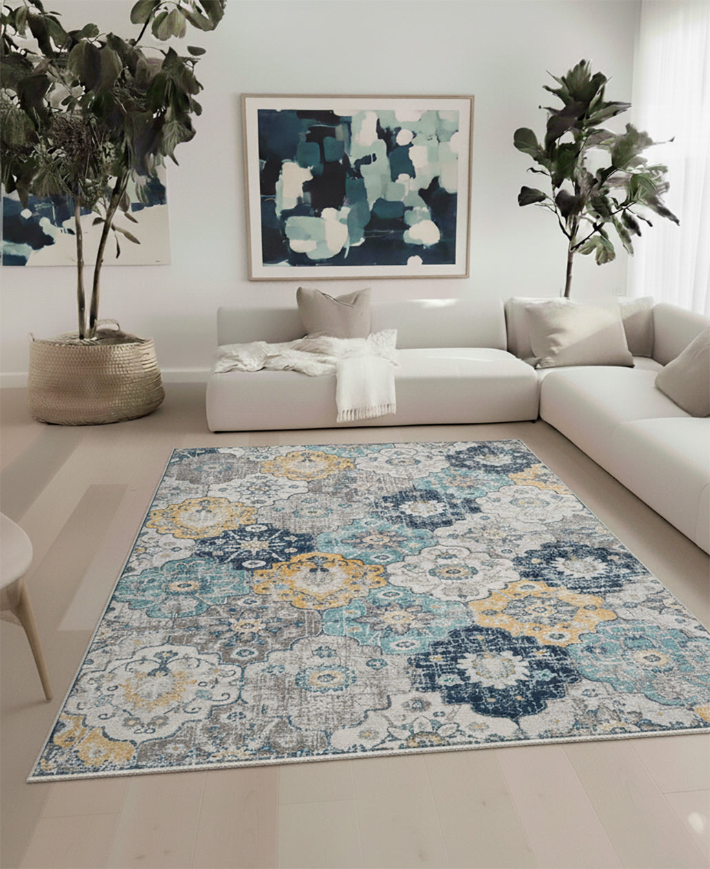 Savannah Mid-Century Modern Contemporary Blue Rug