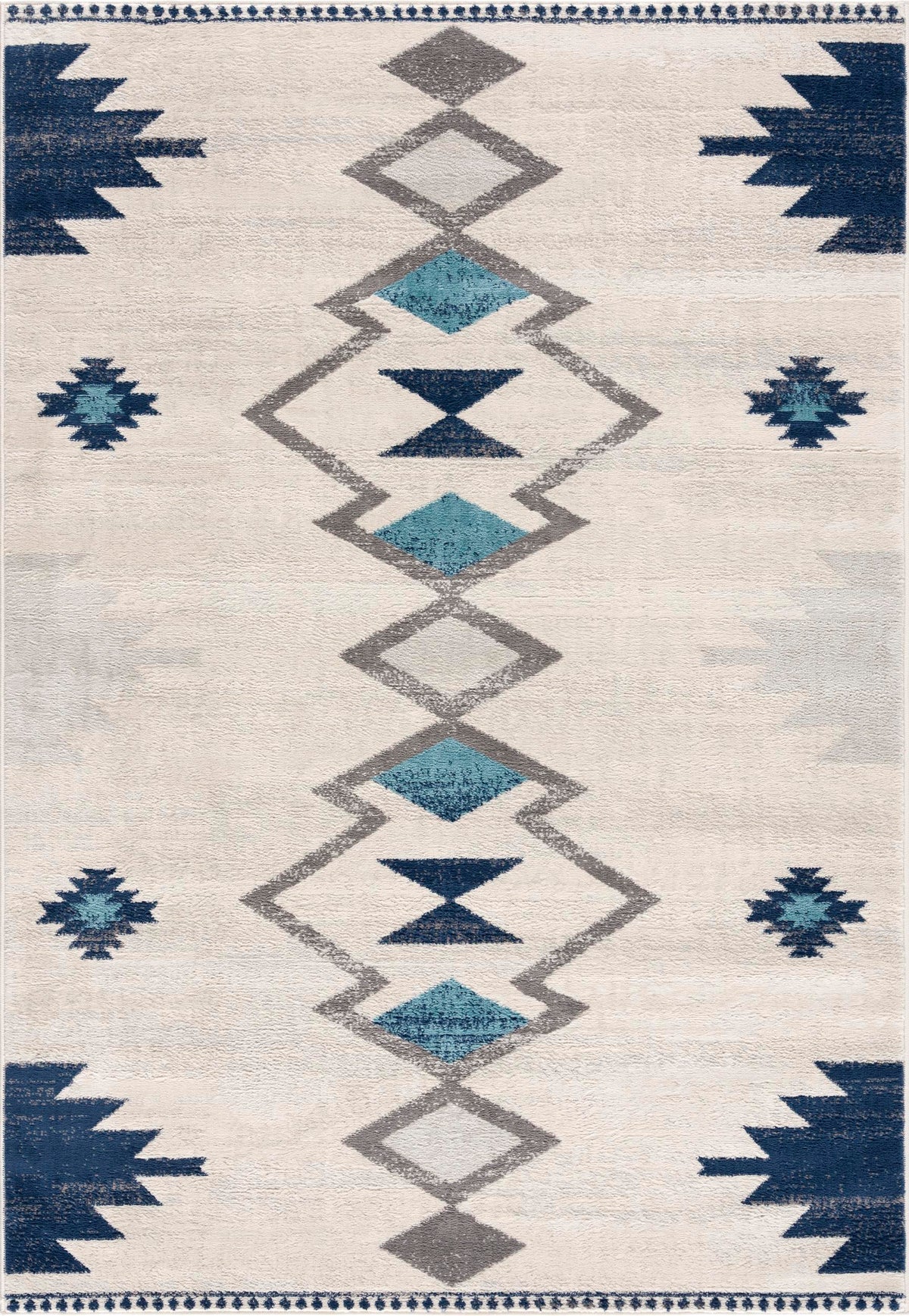 Mesa Southwestern Contemporary Blue and Beige Indoor Rug