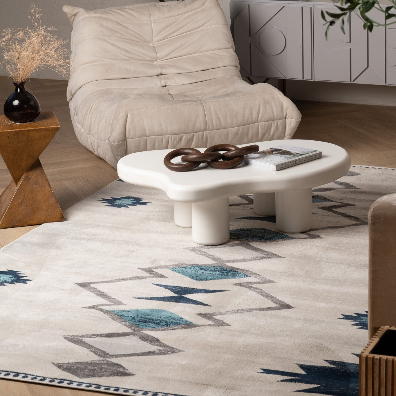 Alfombra de interior bohemia contemporánea