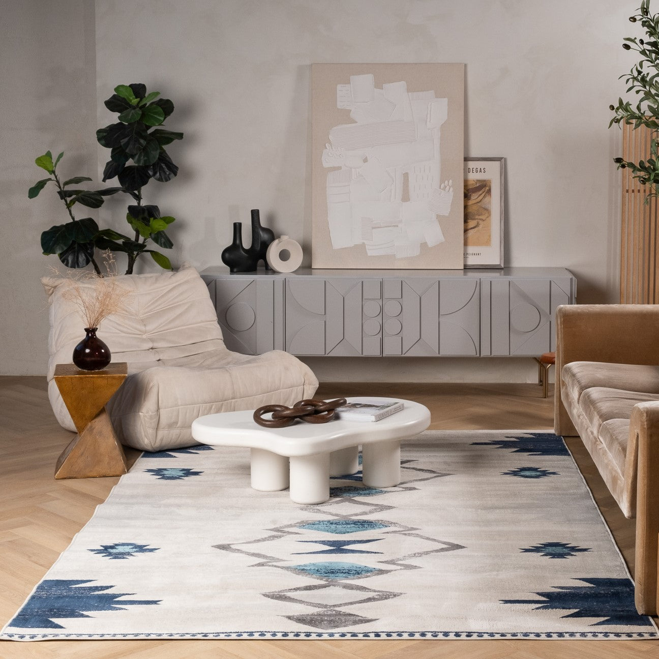 Alfombra de interior bohemia contemporánea