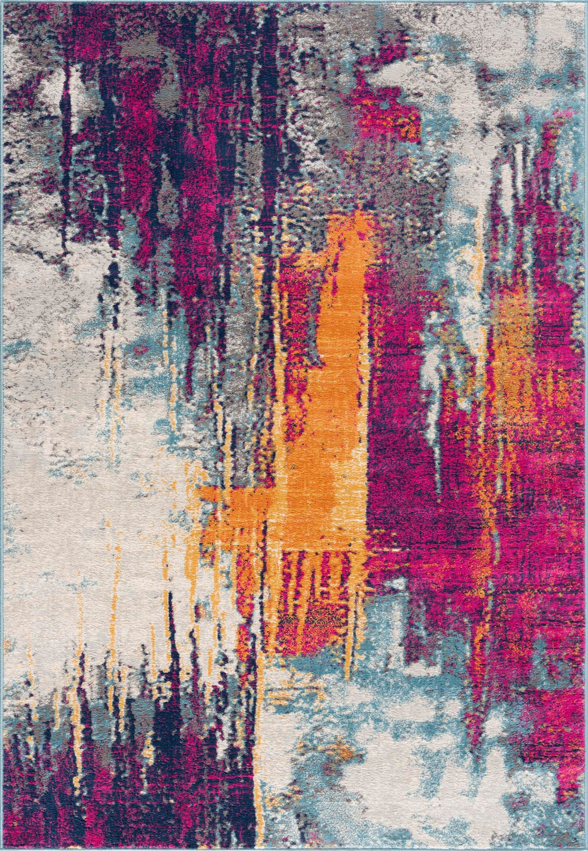 Zora Abstract Contemporary Purple and Orange Indoor Rug