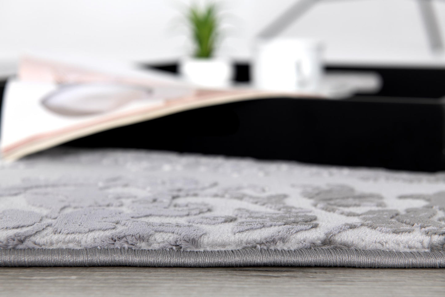 Ravenna Distressed Damask Transitional Grey and Beige Indoor Rug-11