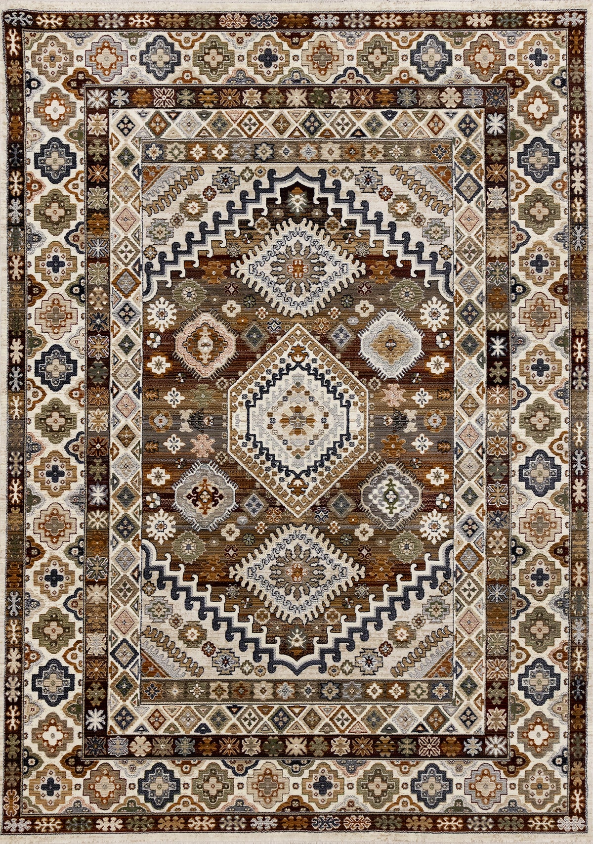 Tapis classique traditionnel à bordure crème