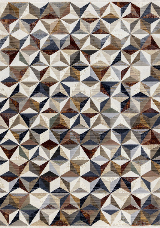 Mid-Century Geometric Cream Area Rug