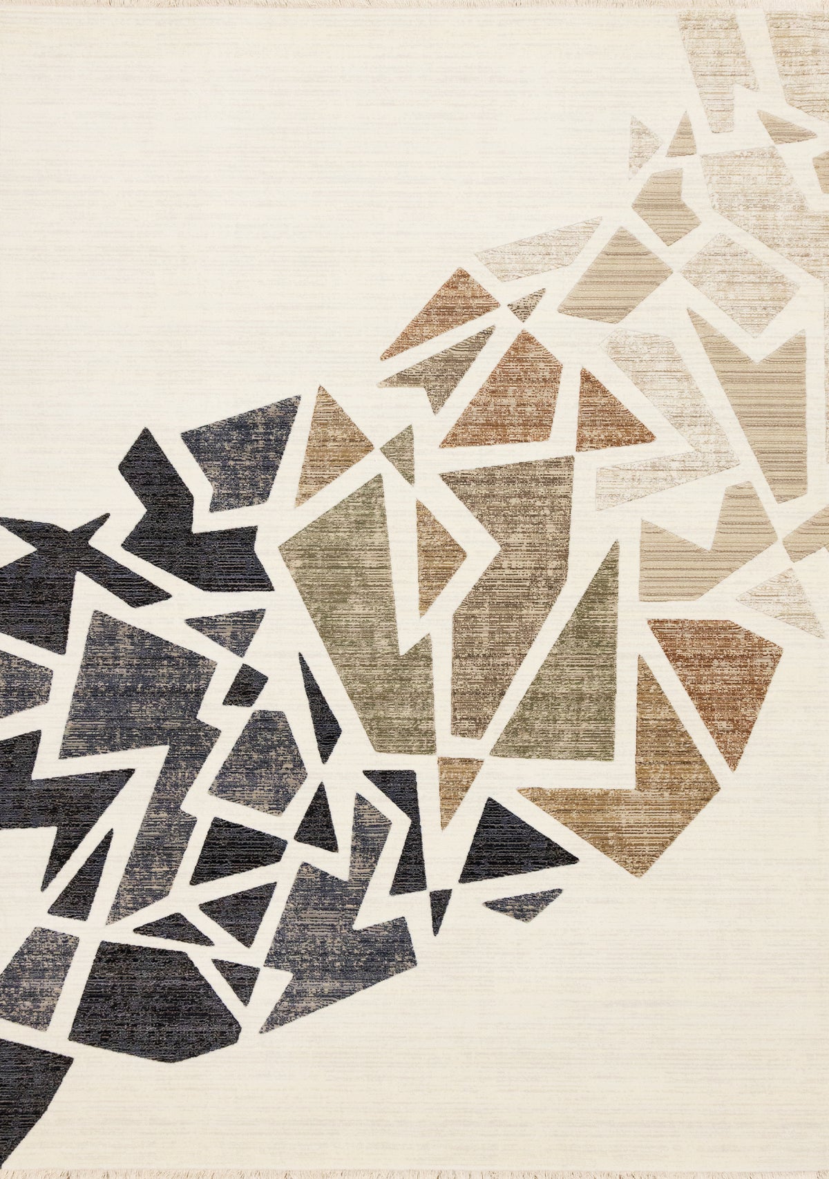Jaren Distressed Geometric Contemporary Cream and Grey Indoor Rug