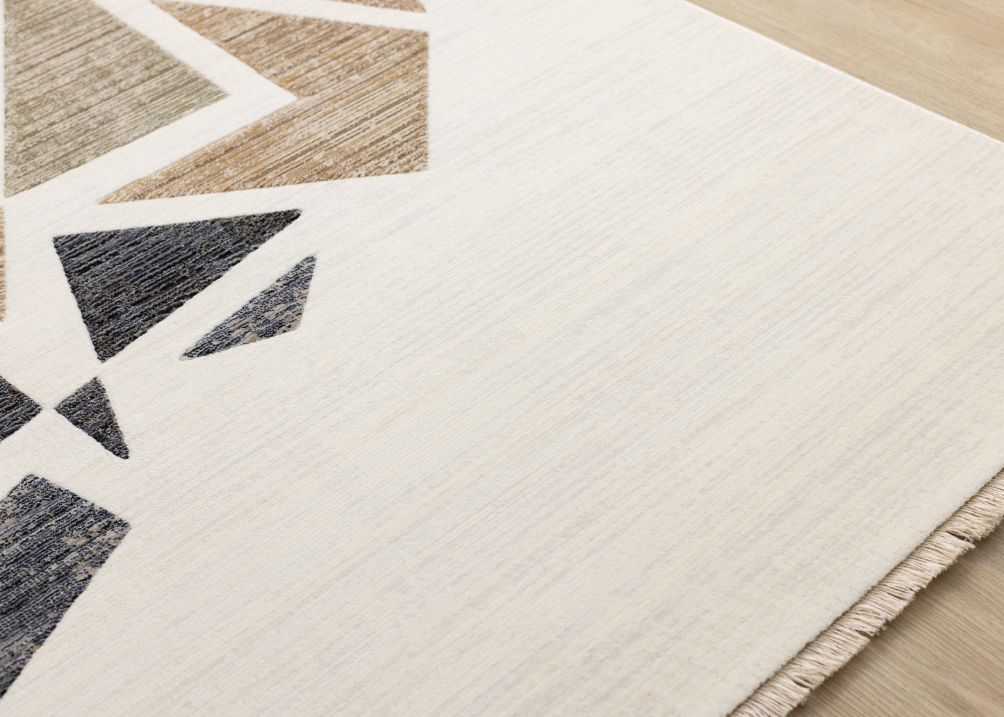 Art Distressed Geometric Cream Area Rug