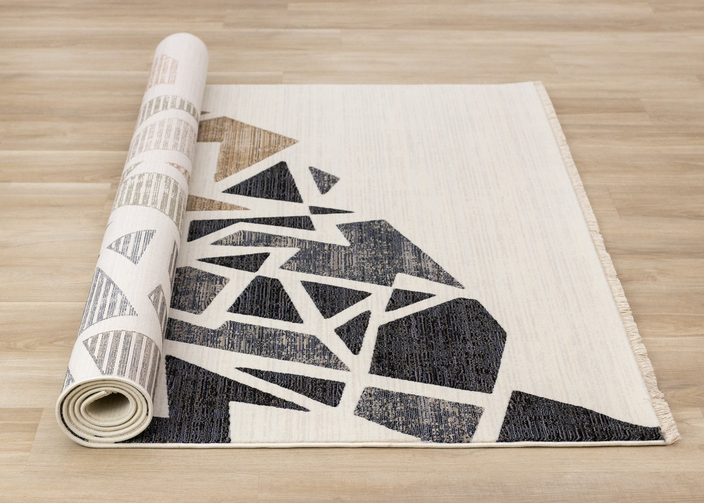 Art Distressed Geometric Cream Area Rug