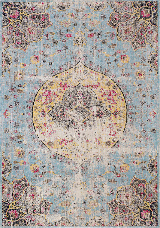 Contemporary Distressed Blue Area Rug