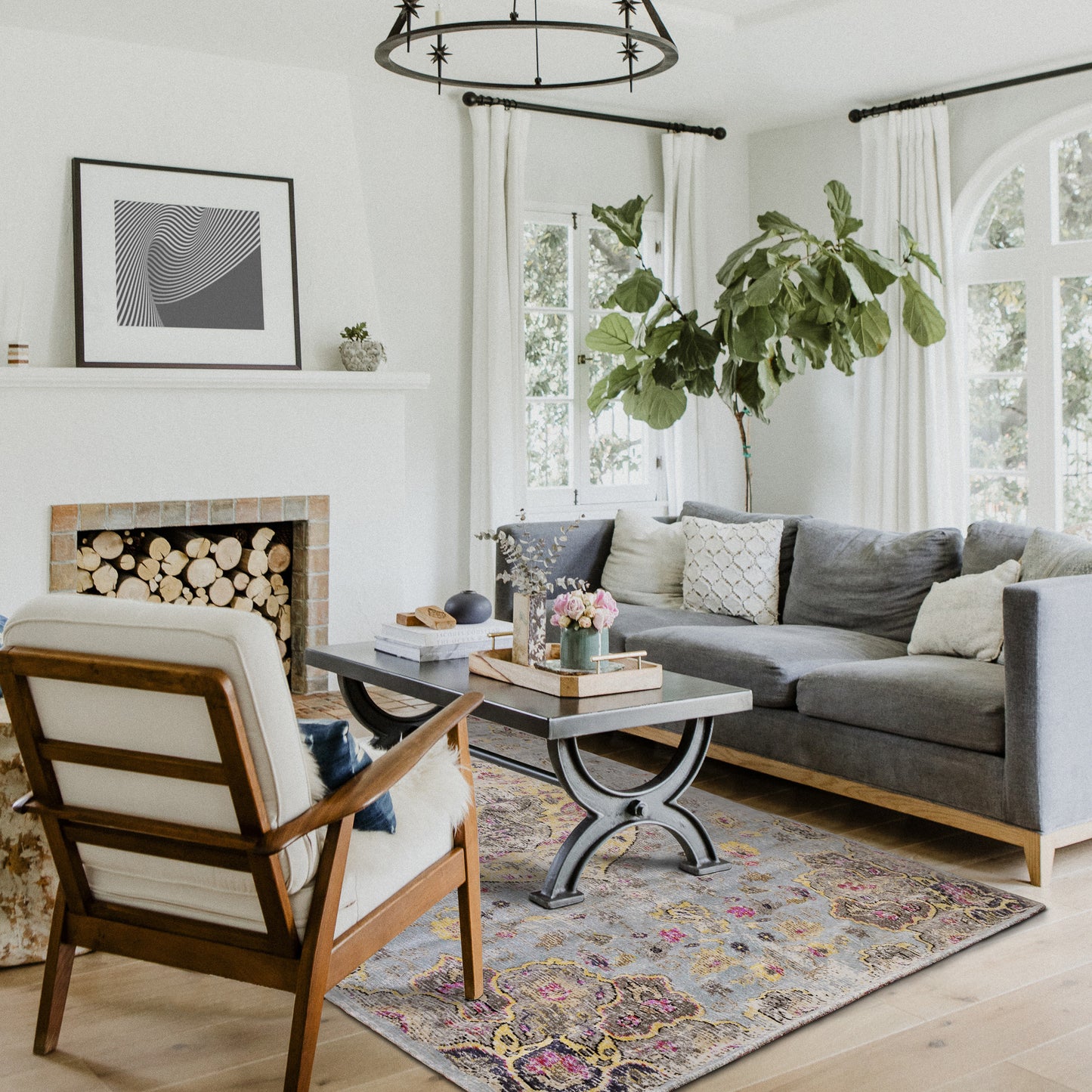 Contemporary Distressed Blue Area Rug