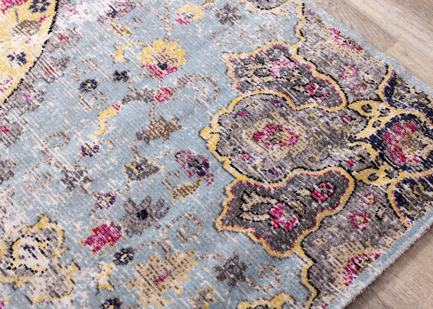 Contemporary Distressed Blue Area Rug