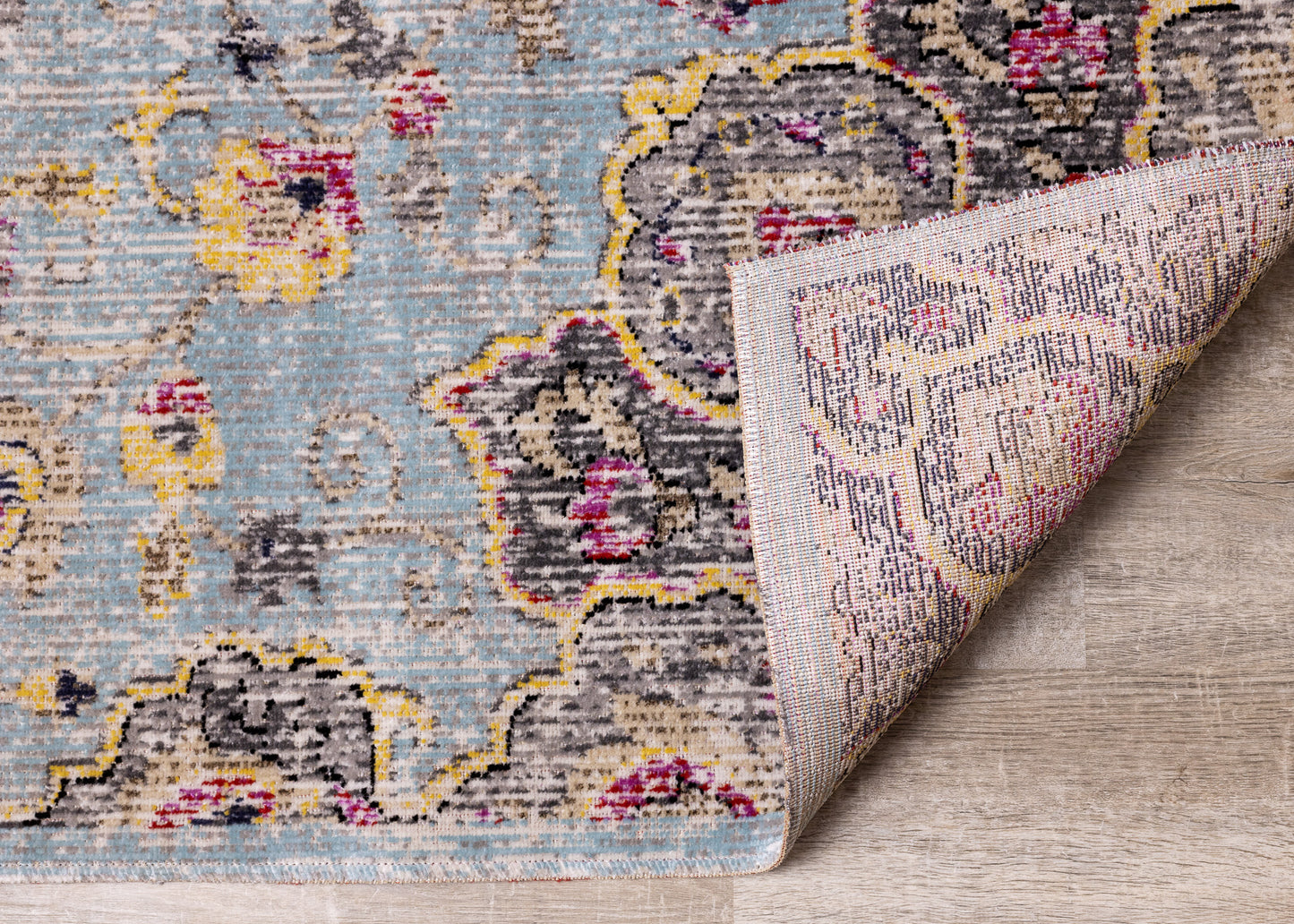 Contemporary Distressed Blue Area Rug