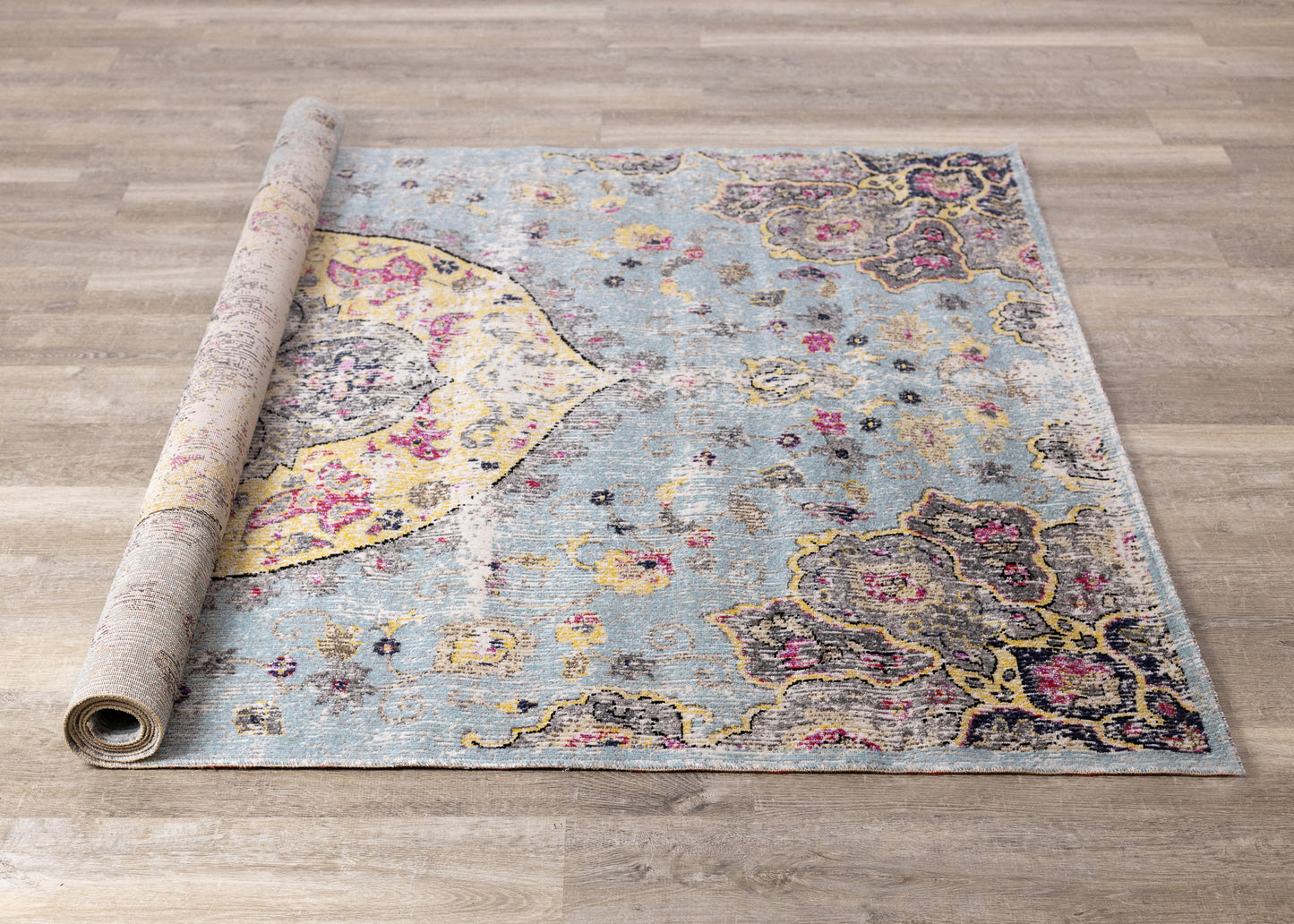 Contemporary Distressed Blue Area Rug