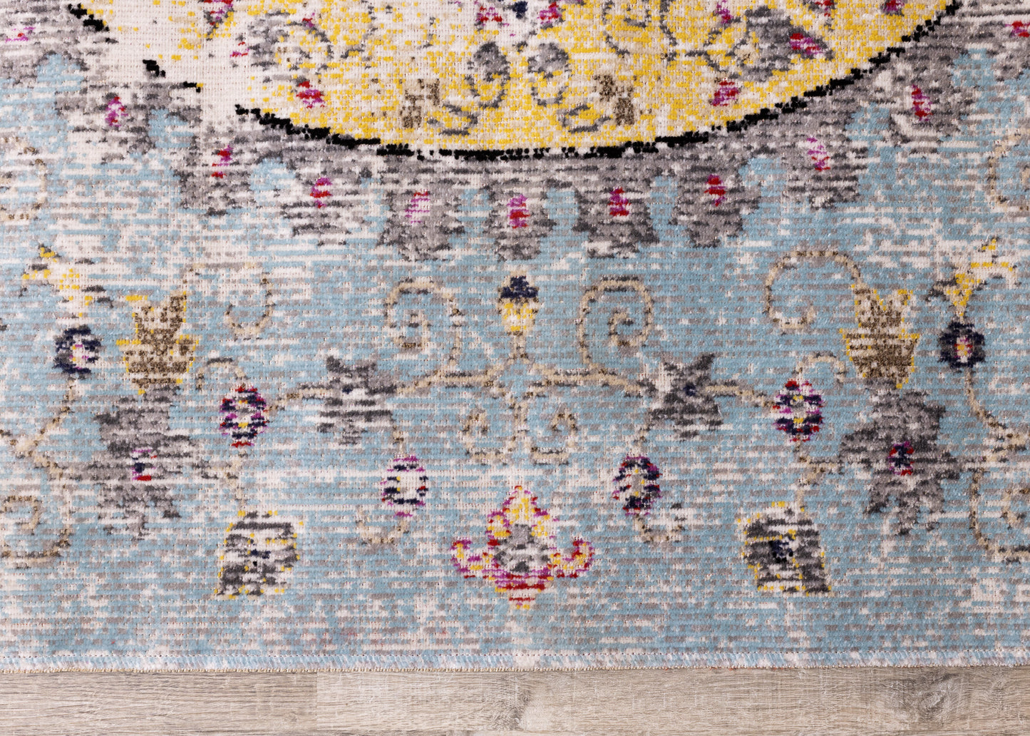 Contemporary Distressed Blue Area Rug