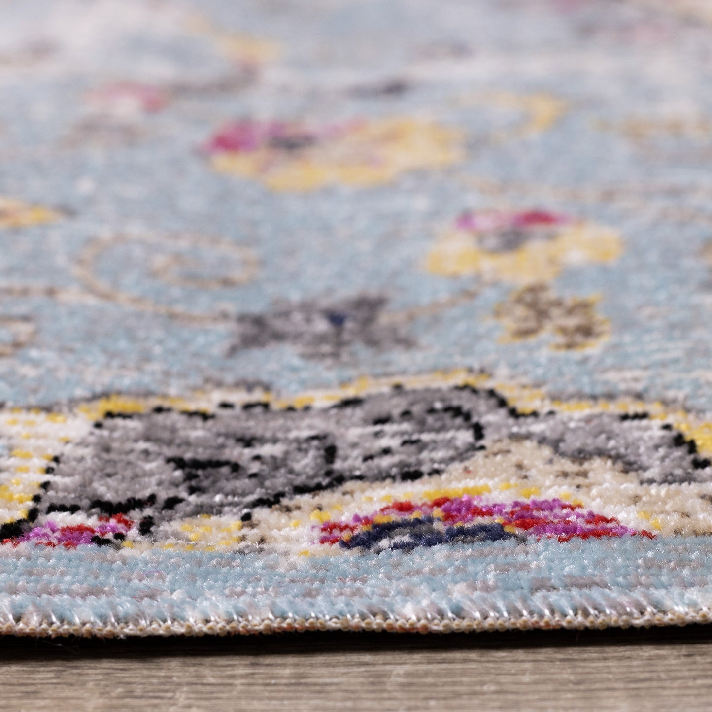 Contemporary Distressed Blue Area Rug