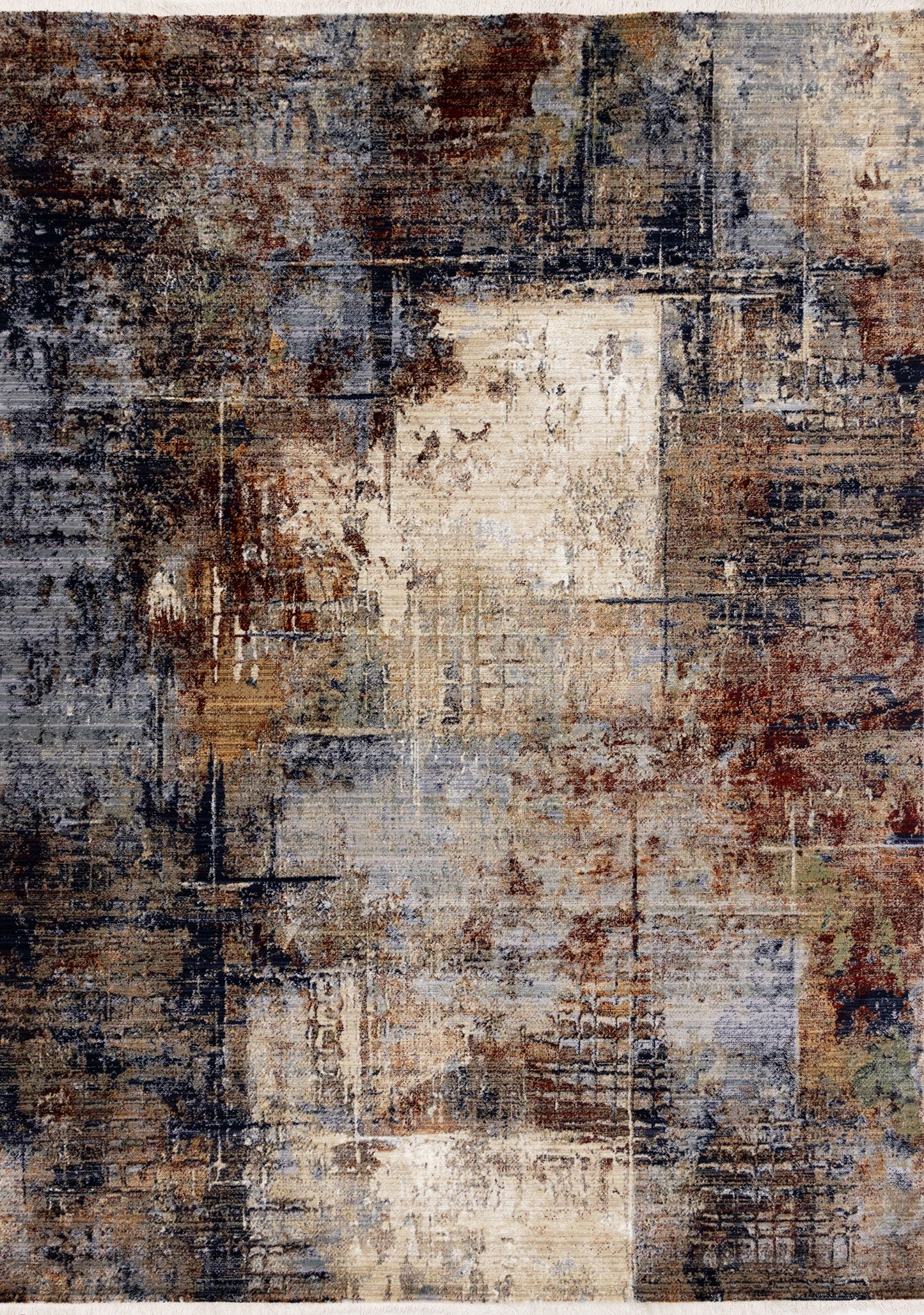 Alfombra contemporánea de color crema desgastada