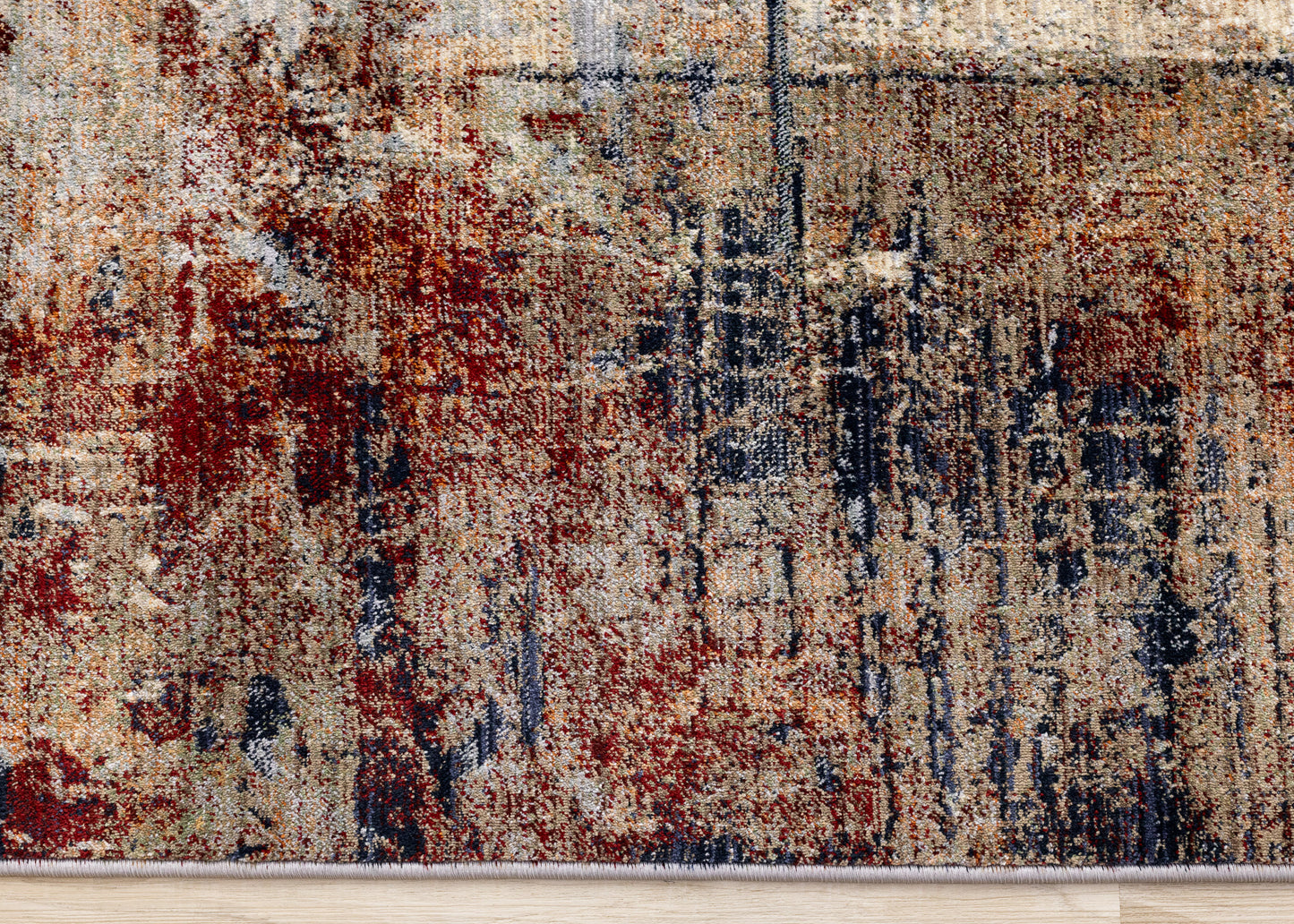 Alfombra contemporánea de color crema desgastada